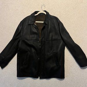 Bruno Magli Mens Black Shearling Coat